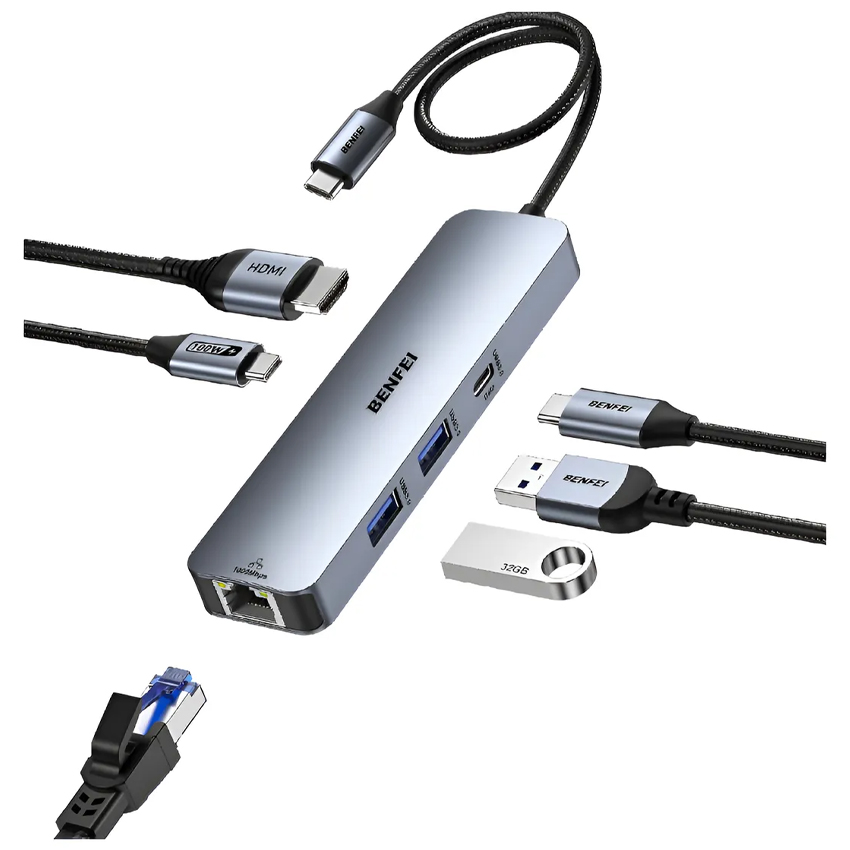 Docking Usb C 3.1 A Hdmi, Hub Usb, Rj45, Usb C Pd Benfei Bf-379